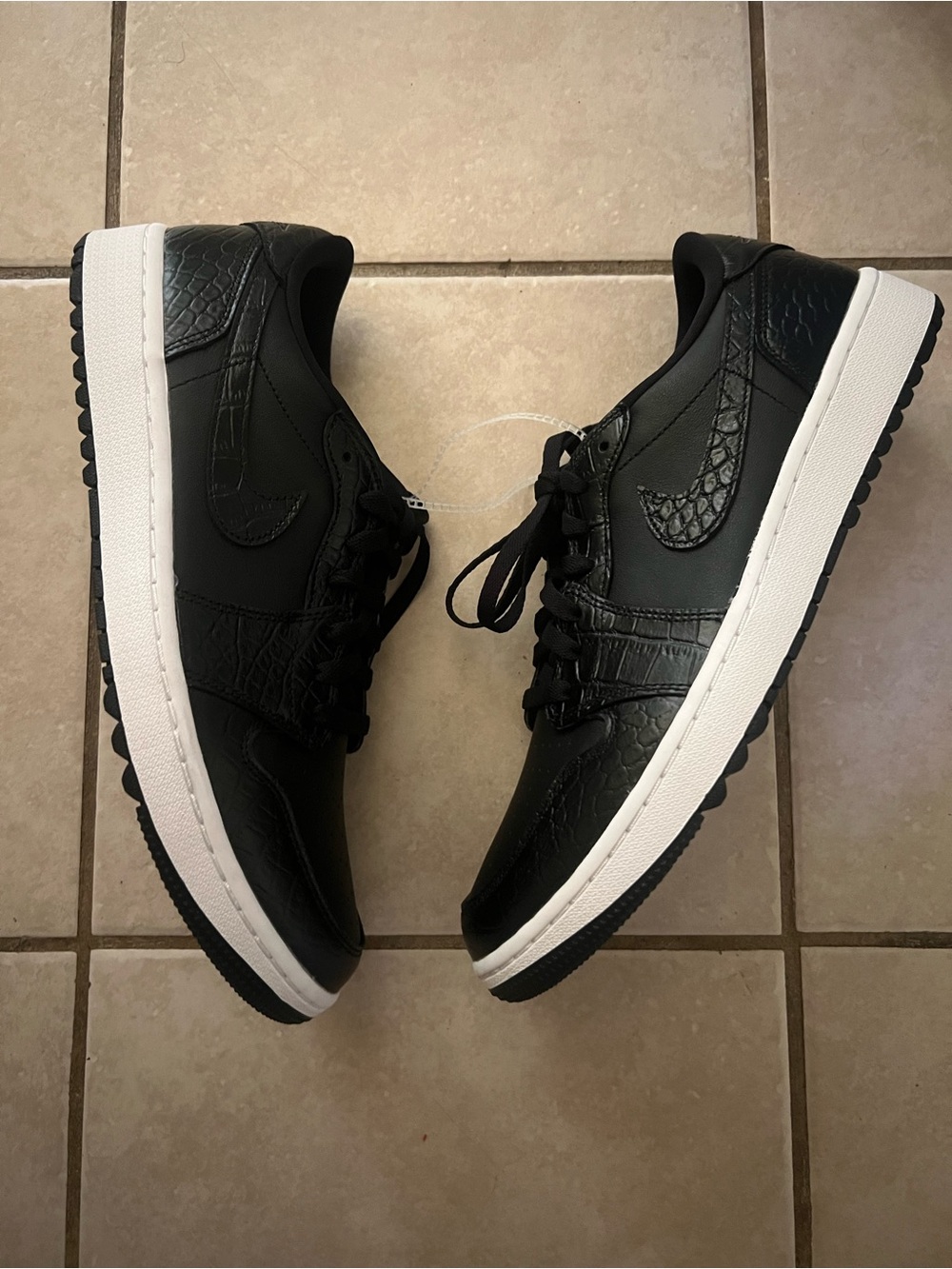 Nike Air Jordan 1 Low Retro Golf Cleats Black Crocodile Men Sz 12 DD9315-003